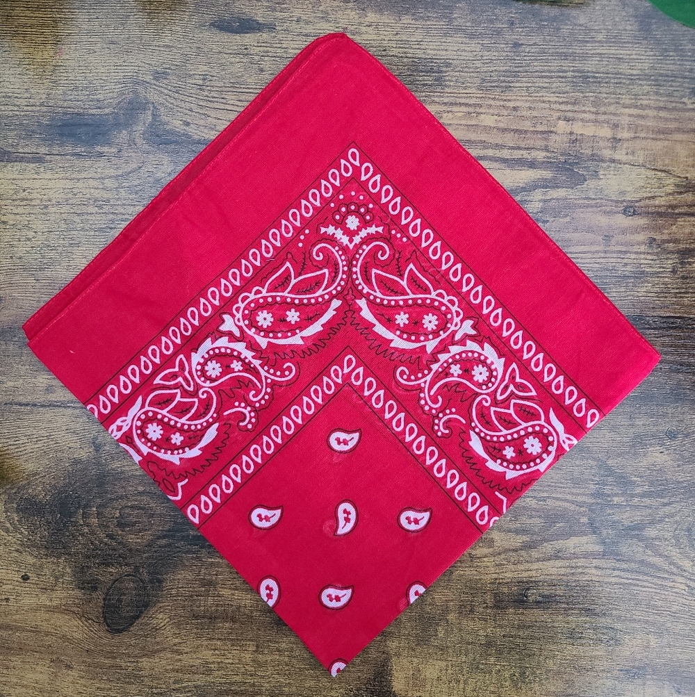 New Red Paisley Bandana, Cotton Bandana